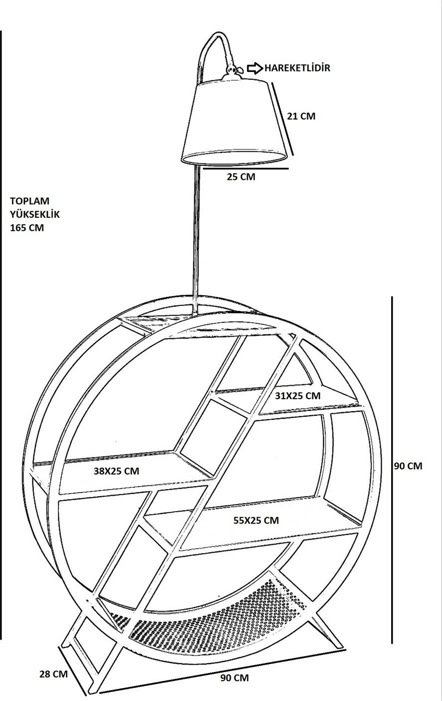Llambë dyshemeje Opviq, 8530-3, trup metalik, raft librash prej druri, ngjyrë e zezë