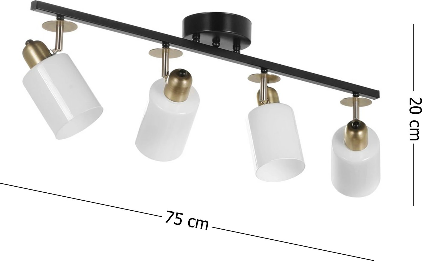 Llambë tavani Opviq, 8431-4, metal e zi, kapak qelqi, 4 copa