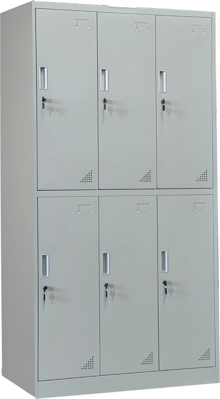 Dollap metalik BRAILA FH5546.11 6 kabinete me çelësa, ngjyrë gri e lehtë, 90x45x185H cm