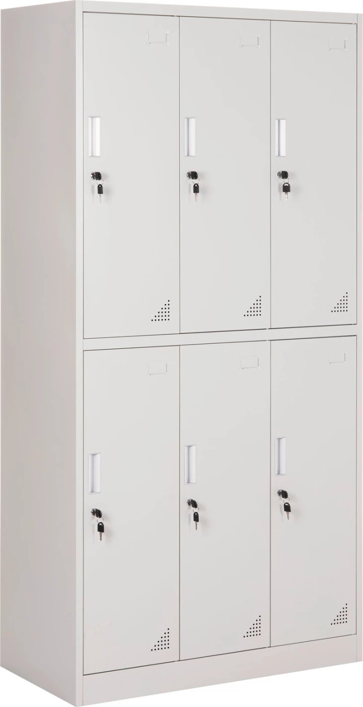 Dollap metalik BRAILA FH5546.11 6 kabinete me çelësa, ngjyrë gri e lehtë, 90x45x185H cm