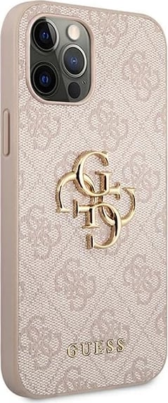 Mbështjellës Guess GUHCP12M4GMGPI për iPhone 12/12 Pro 6.1", rozë, hardcase 4G Big Metal Logo