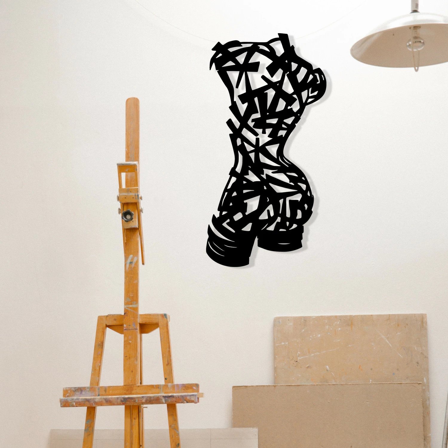 Aksesor dekorativ metalik për mur Wallity, Hemdem, ngjyrë e zezë, 35x68cm