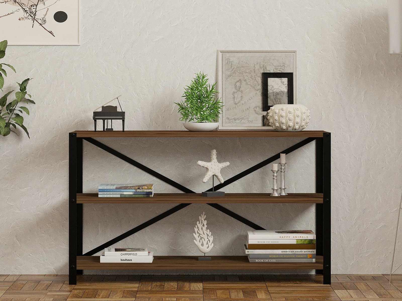 Raft librash industrial, ngjyrë arre, Hanah Home Derby