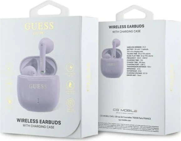 Kufje Bluetooth Guess GUTWSJ14ESGU TWS me dok stacion, vjollcë Kufje Bluetooth Guess GUTWSJ14ESGU TWS me dok stacion, vjollcë