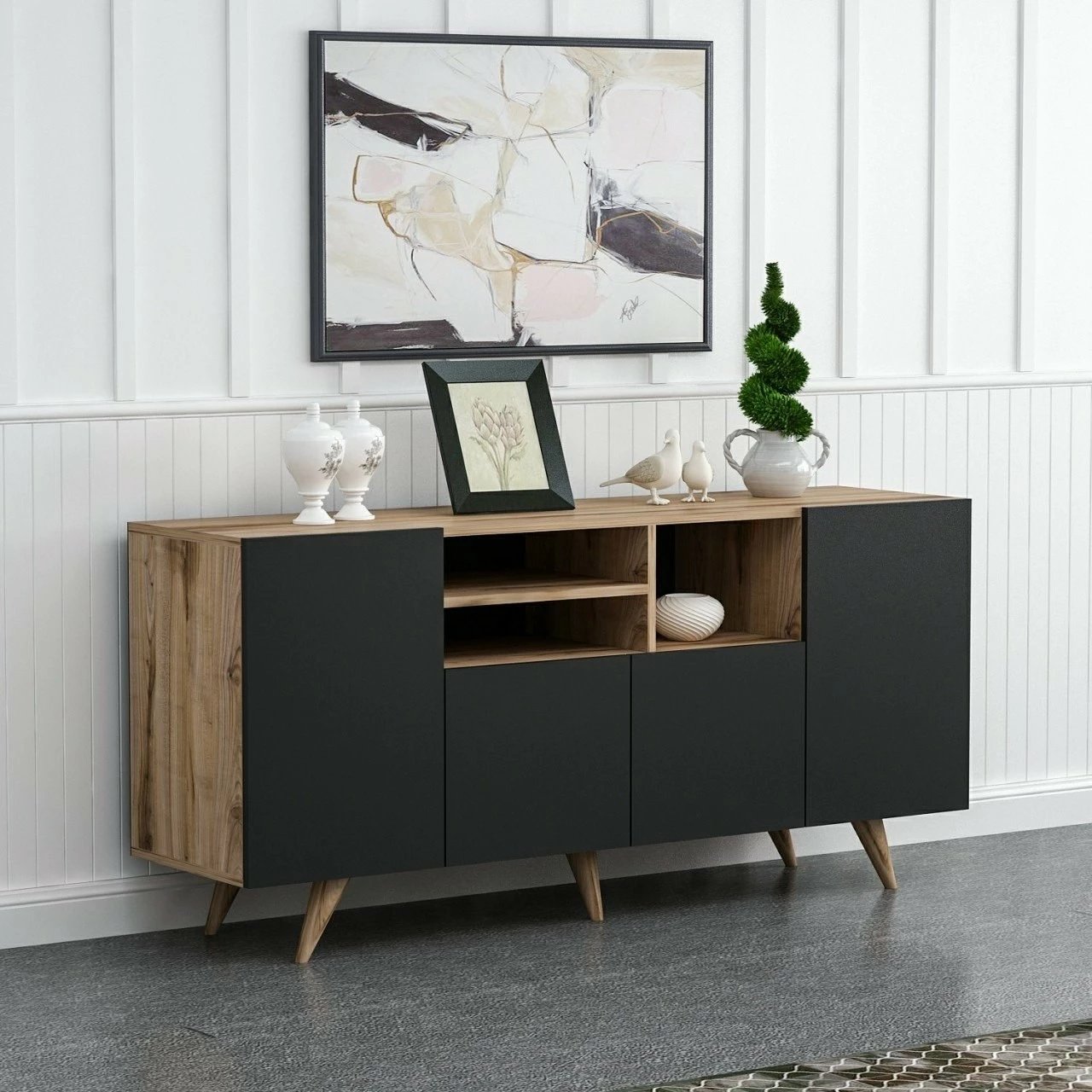 Konsol Skye Decor, ngjyrë arrë dhe e zezë, Sansa