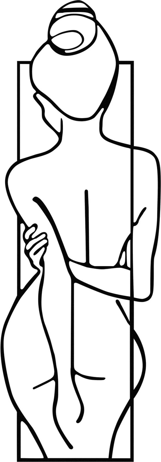 Aksesor dekorativ metalik për mur, pozë femre, Wallity