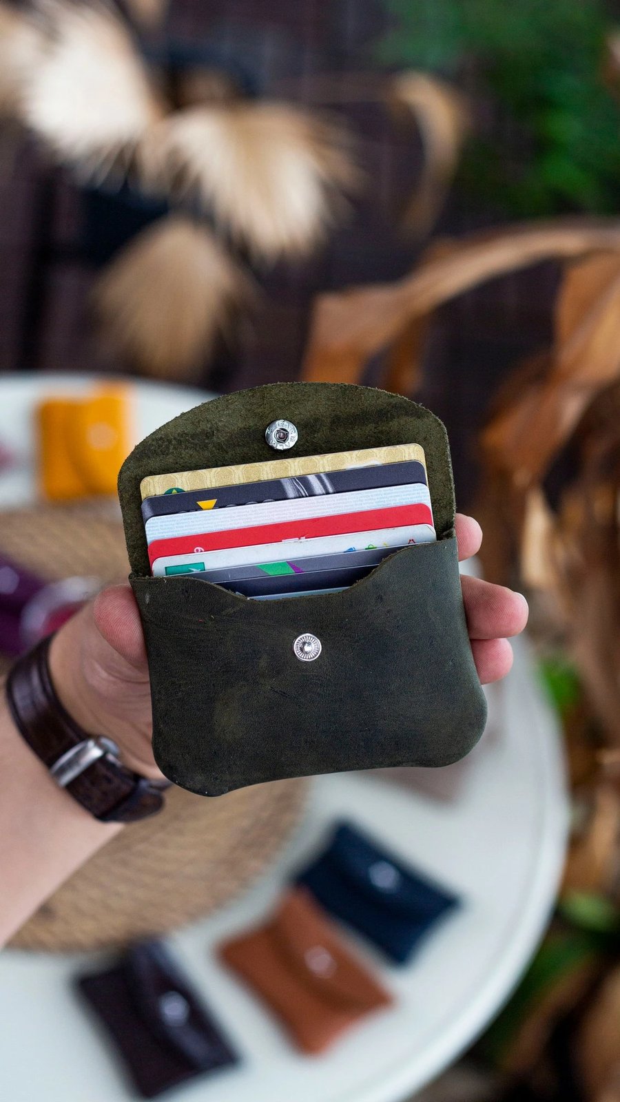 Mbajtës kartelash prej lëkure, ngjyrë e gjelbër, Zoozie Bags Murcia