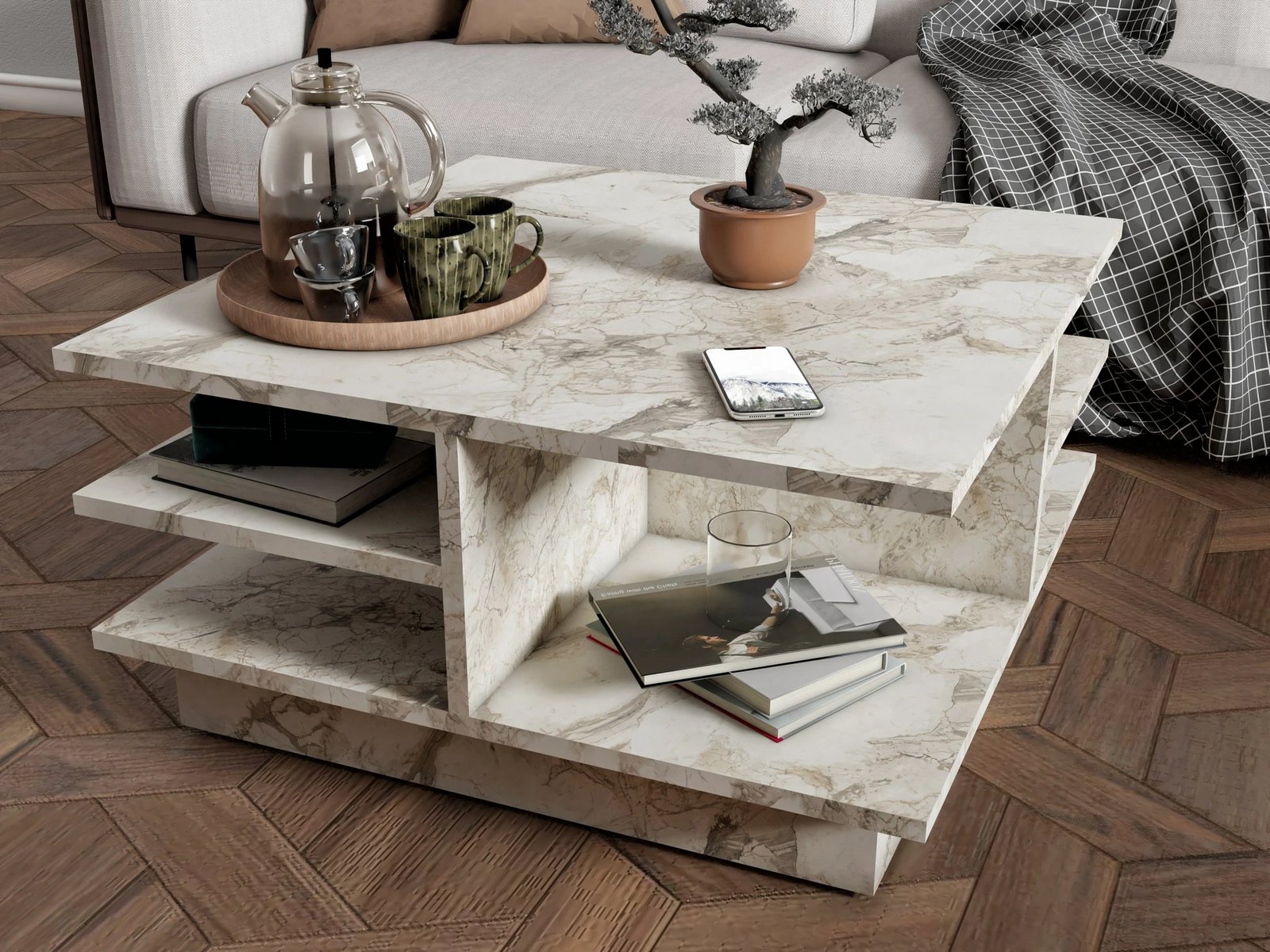 Tavolinë kafeje, ngjyrë mermeri Ephesus, Skye Decor