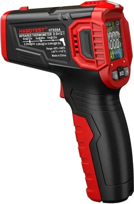 Termometër lazer Habotest HT650A, pa kontakt, me ekran LCD, i kuq/zi