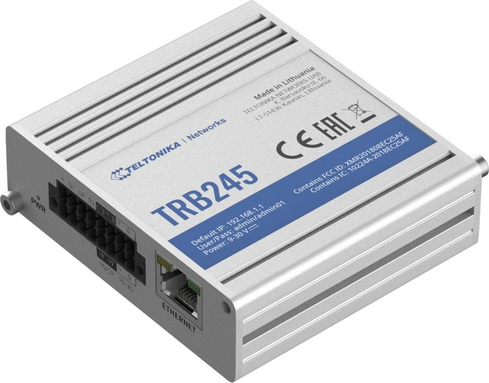 Gateway industrial LTE TELTONIKA TRB245, RS232/RS485, Ethernet, Dy SIM, Alumini