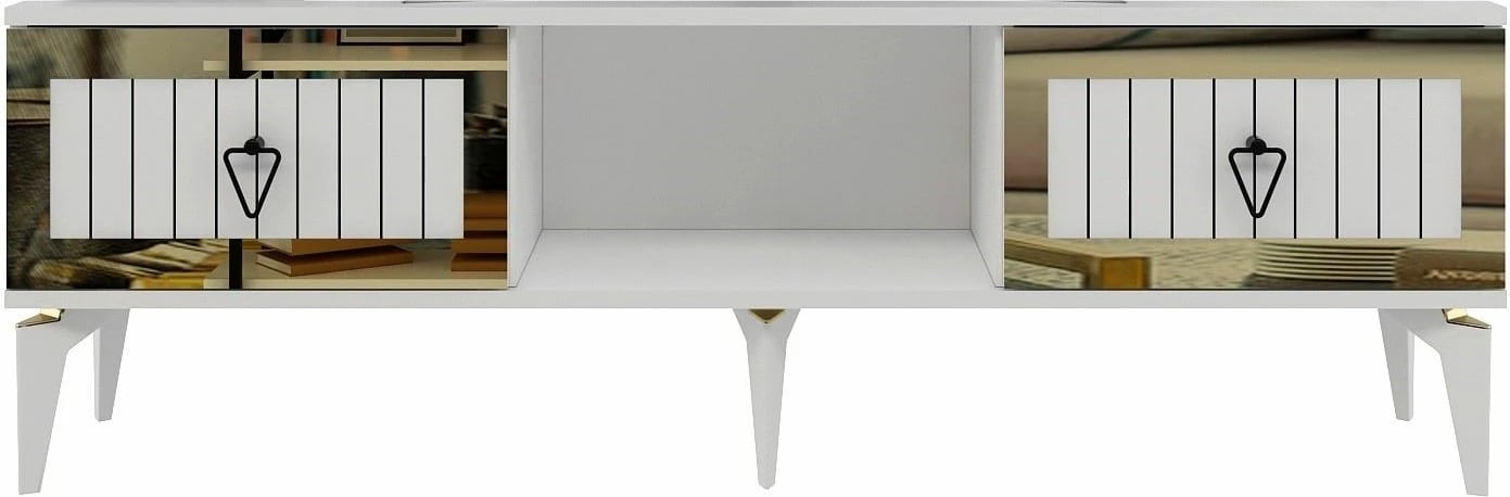 Komodë TV Skye Decor, Linda, e bardhë, e artë