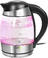 Çajnik elektrik me rregullim temperature, Lafe CEG005, 1.8 L, 2200 W, xhami, i zi/inox/transparente