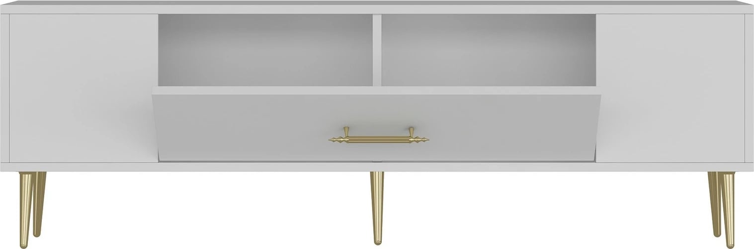 Komodë TV Skye Decor, e bardhë, e artë