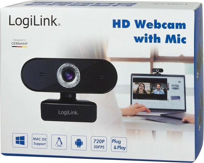 Webcam LogiLink UA0368 HD 720p me mikrofon, e zezë