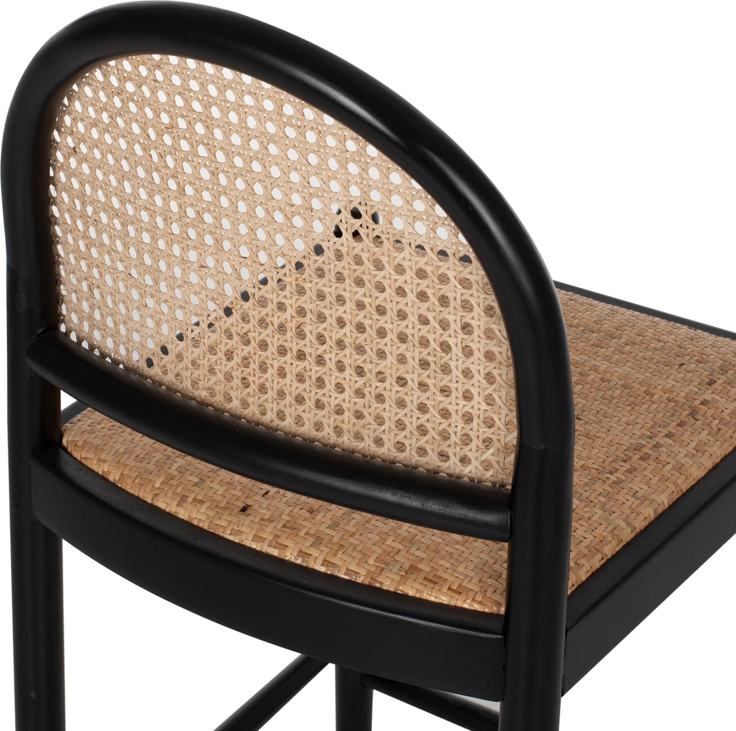 Karrige për bar, dru ahu, ratan natyral, ngjyrë e zezë dhe bezhë, 46x48x94H cm, FH9408.02