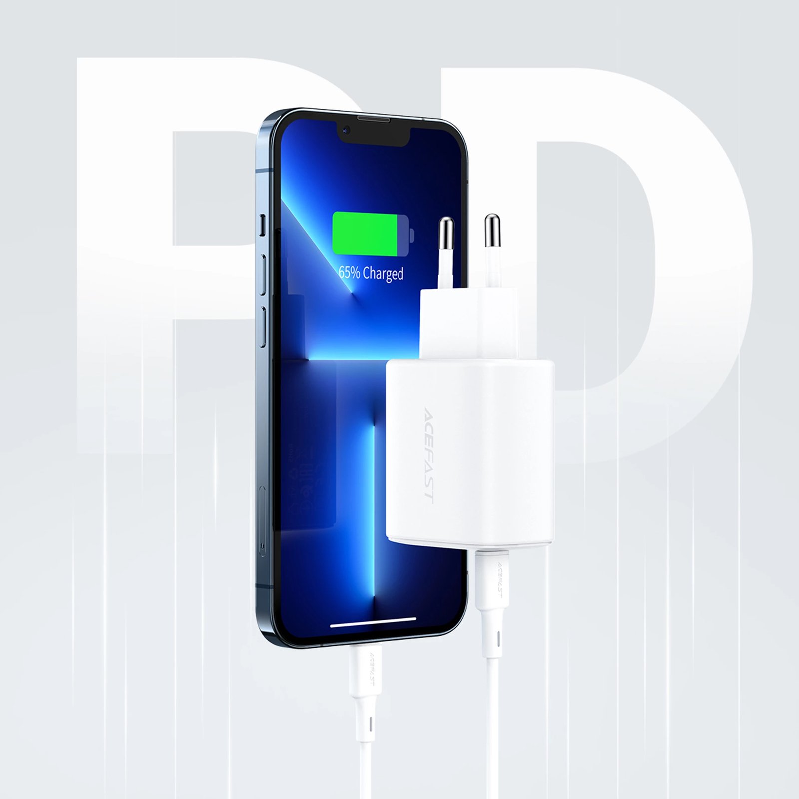 Karikues muri Acefast A25, 20W, USB-C/USB-A, i bardhë