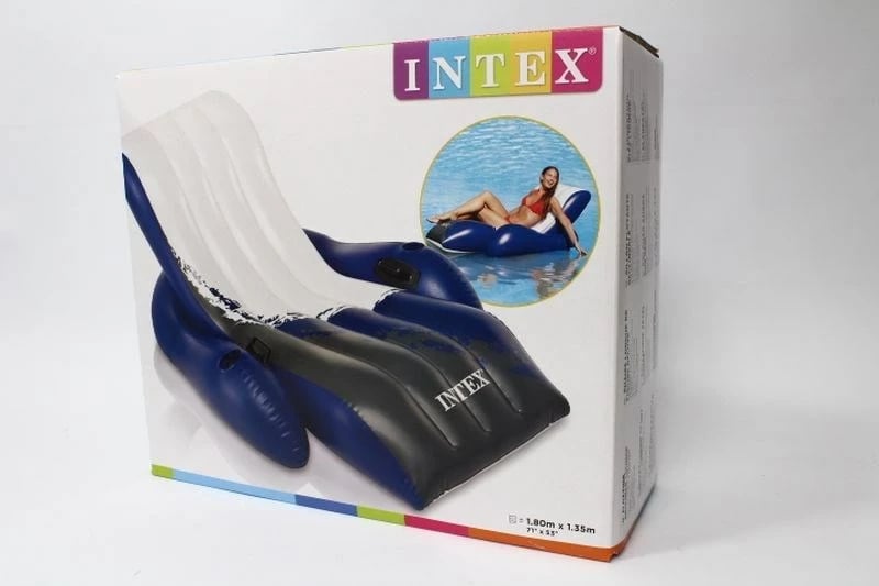 Karrige lounge notuese Intex 182648, vinyl, 1800 mm, e zezë/kaltër/bardhë