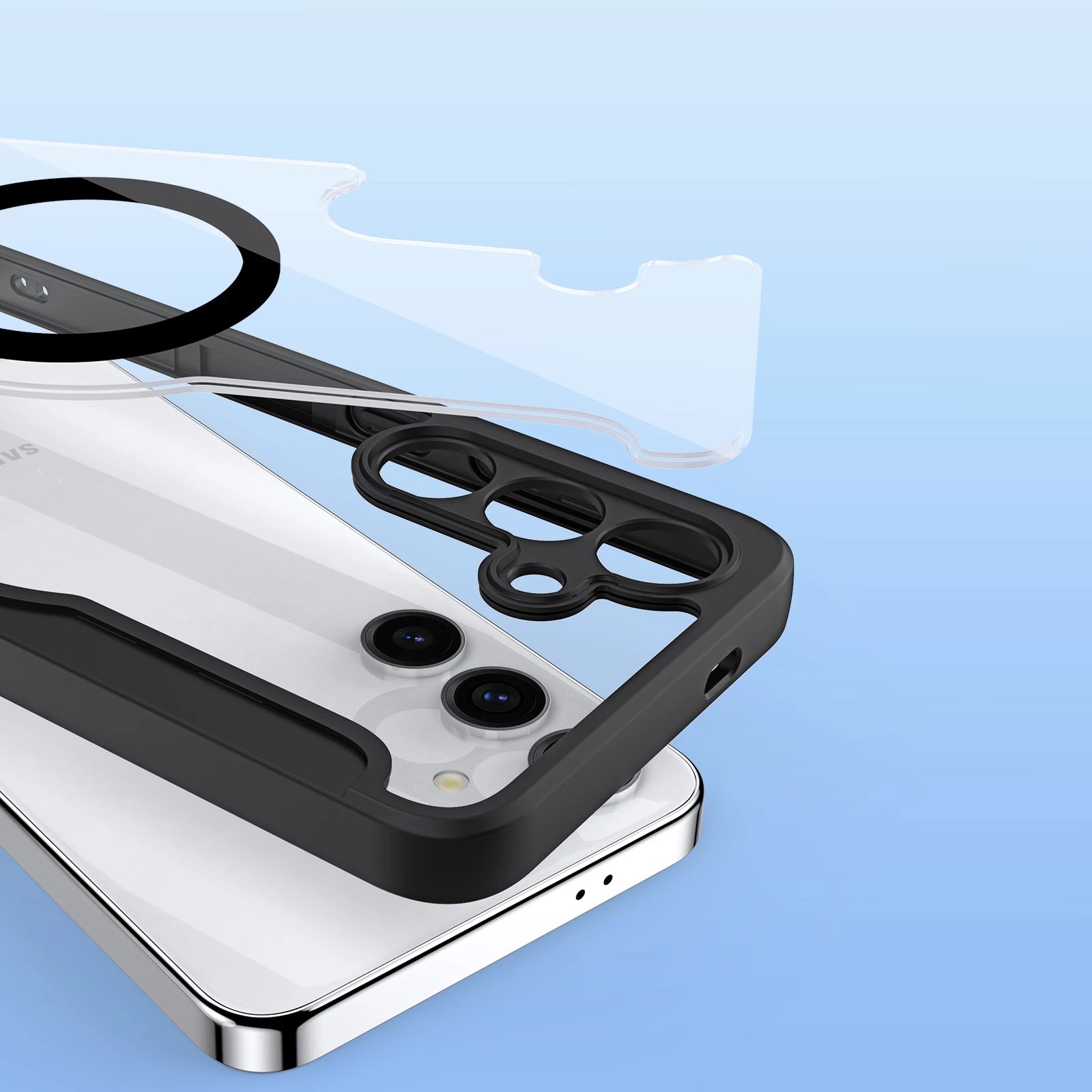 Mbështjellës Dux Ducis Skin X Pro për Samsung Galaxy S24, me unazë magnetike dhe kapak, i zi