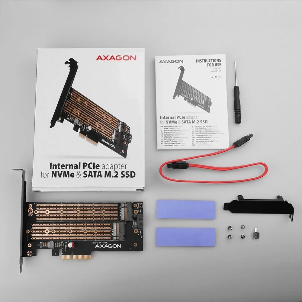 Kartë/adaptues AXAGON PCEM2-D për M.2 SATA, PCIe 4.0, Gold