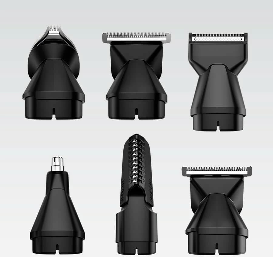 Set trimmer 6-në-1 Feel-Maestro MR-661, bateri 100 min, karikim USB-C, tehe çelik inoksi, wet & dry, e zezë/gri