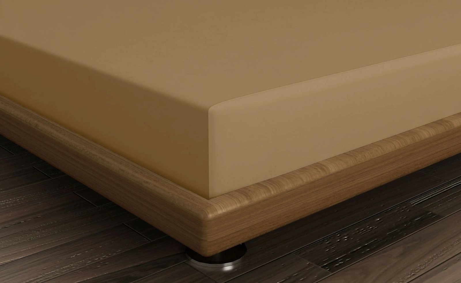 Çarçaf i shtrirë Queen XL, pambuk, ngjyrë kafe e çelët, L'essentiel