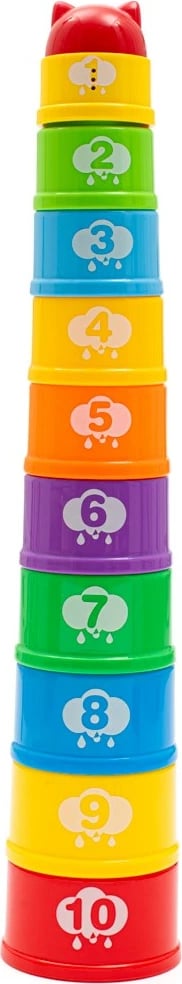 Gota edukative pirguese me melodi e drita, Baby Mix, set 10 copa, kullë deri 44 cm, multicolor