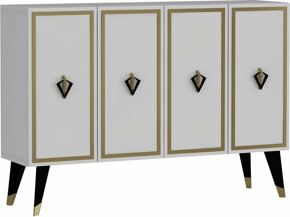 Konsol Skye Decor, e bardhë, e zezë, ari, 8176KM-32