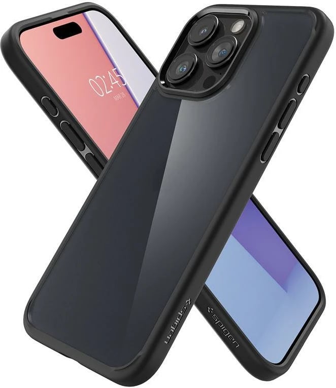 Mbështjellës Spigen Ultra Hybrid për iPhone 15 Pro Max, Transparent, i zi