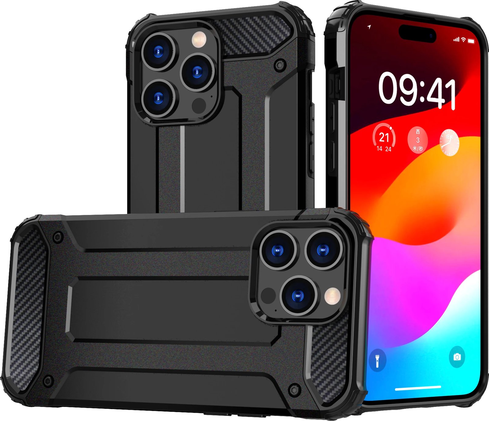 Mbështjellës Hurtel Hybrid Armor për iPhone 15 Pro Max, i zi