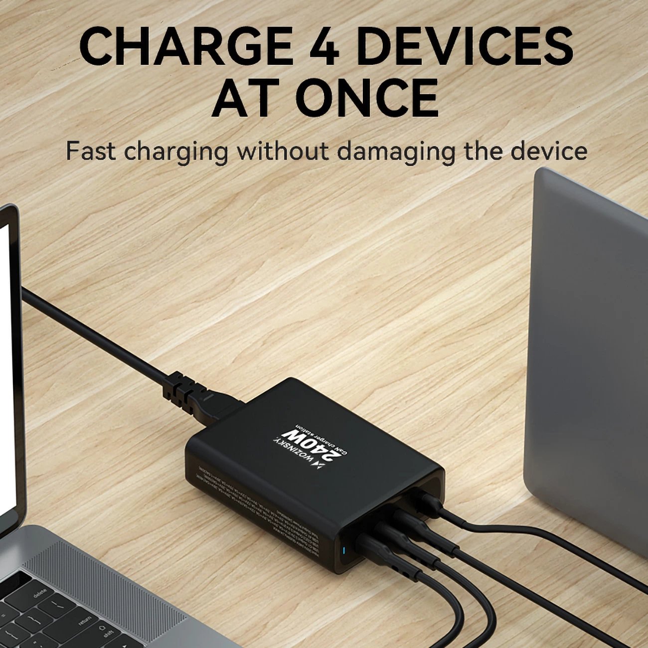 Karikues muri Wozinsky WGCSB, 240W, 3x USB-C, 1x USB-A, GaN, i zi Karikues muri Wozinsky WGCSB, 240W, 3x USB-C, 1x USB-A, GaN, i zi