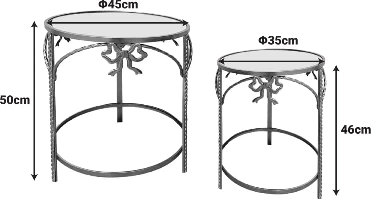 Set tavolina anësore Frensia, metalik, ngjyrë ari, 2 copë