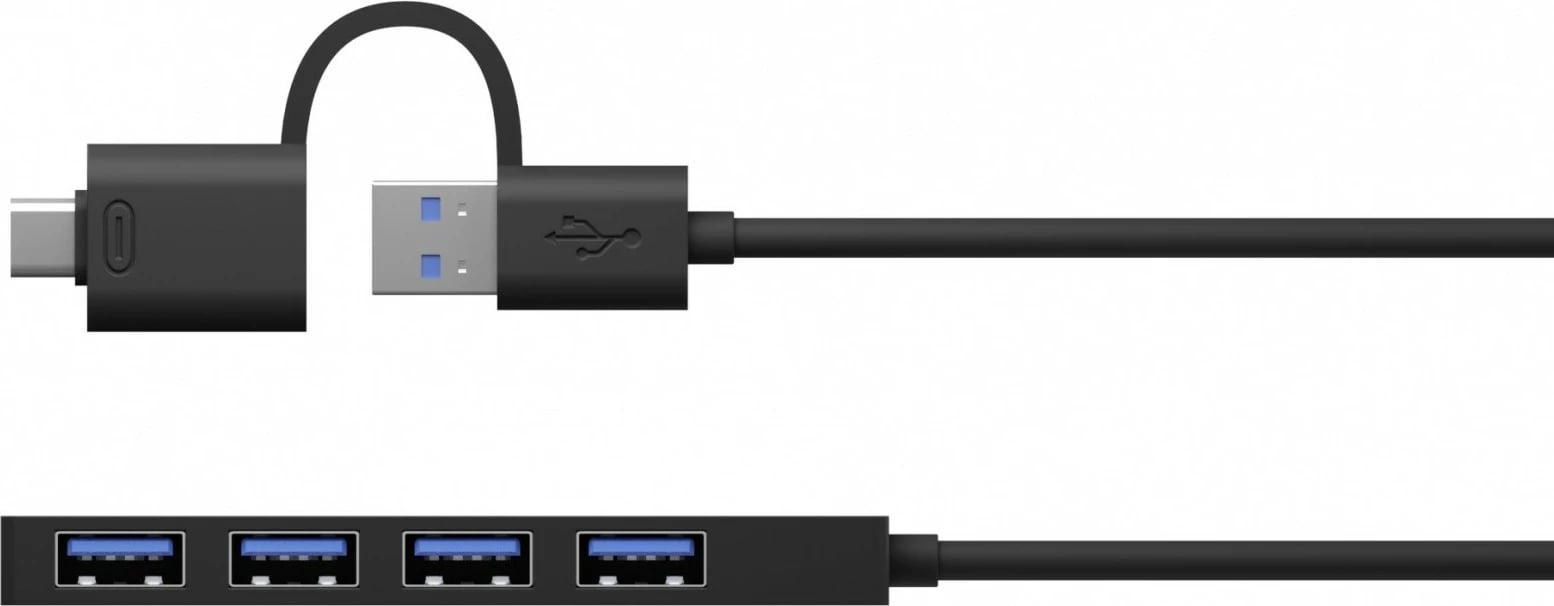 Kasë USB IcyBox IB-HUB1424-C3, 4 porta, USB 3.2 Gen 1, Type-C/Type-A, e zezë