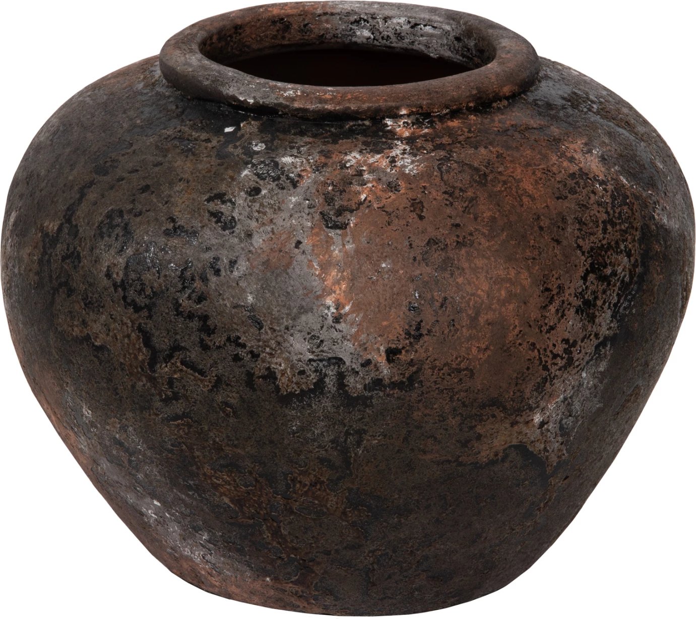 Vazo dekorative FH4195 terrakota, ngjyrë antracit antike, Φ35x27H cm