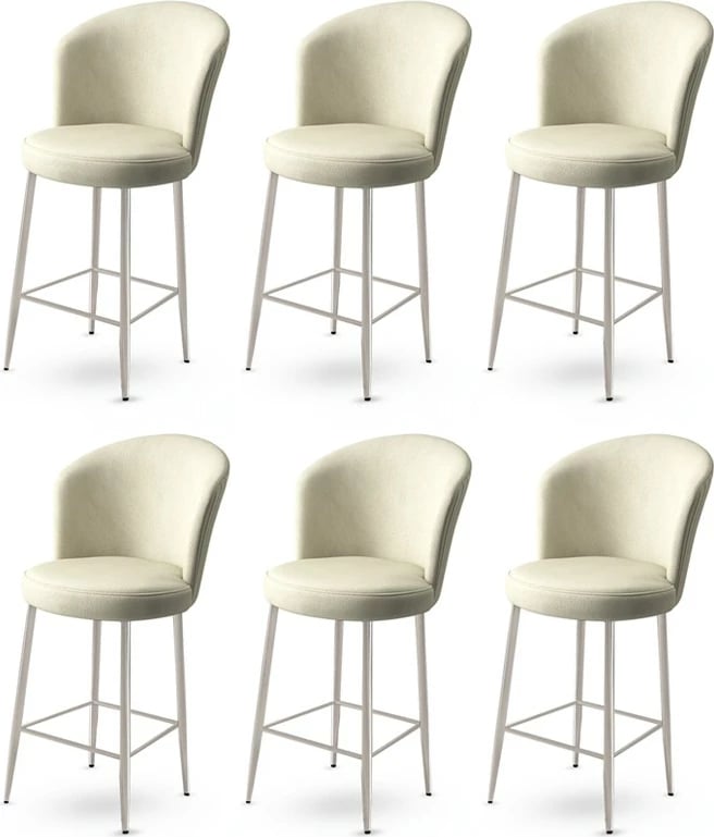 Set karrigesh për bar (6 copë), Hanah Home, Alte, krem, krom