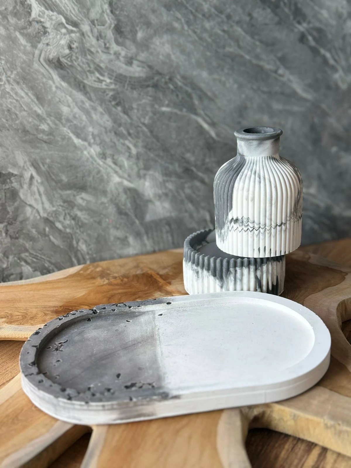 Set qirinjsh (3 copë), Evila Originals, Glamour Candle 11ST, gri dhe bardhë