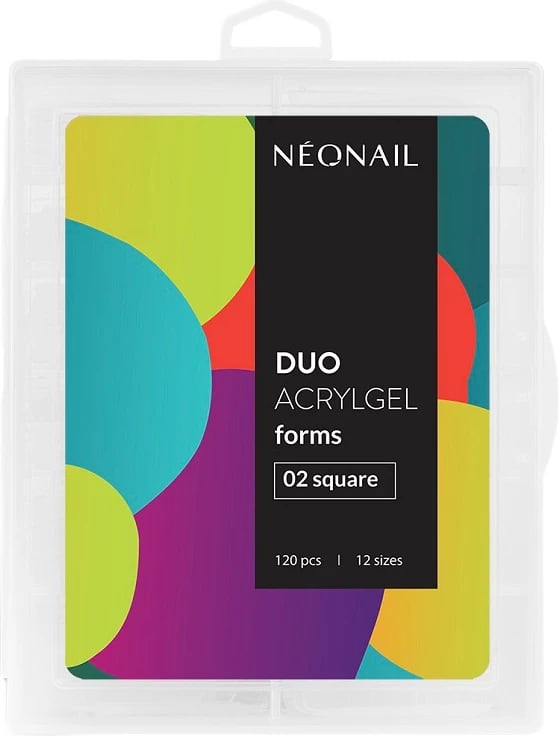 Forma për zgjatje të thonjve NeoNail Duo AcrylGel Forms 02 Square për femra, 120 copë