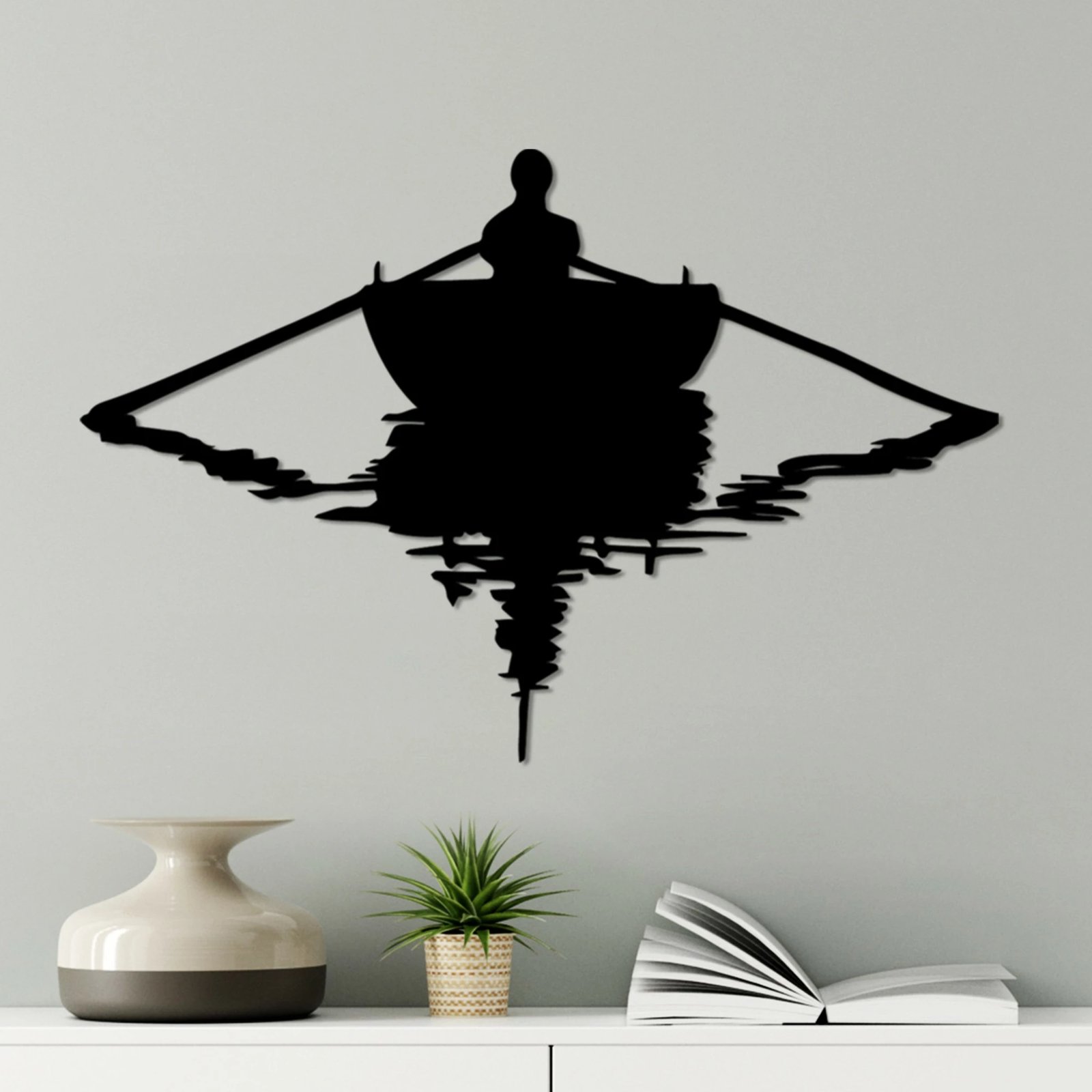 Aksesor dekorativ metalik për mur, Wallity, varkë