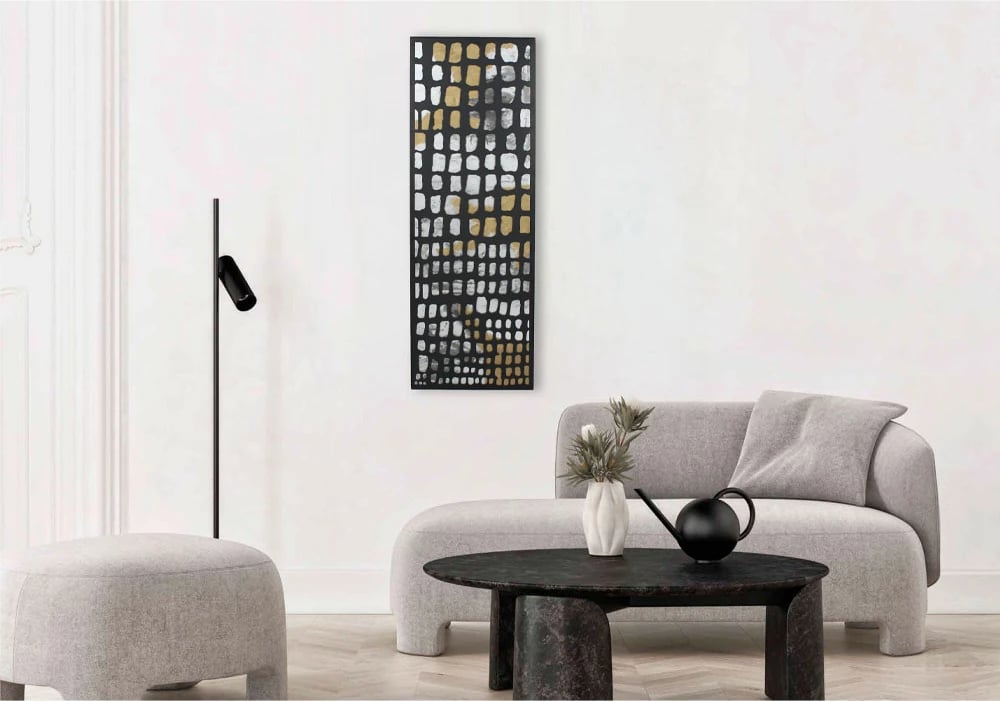 Pikturë dekorative Pic, metal e zezë, ar dhe MDF e bardhë, 40x120x2cm