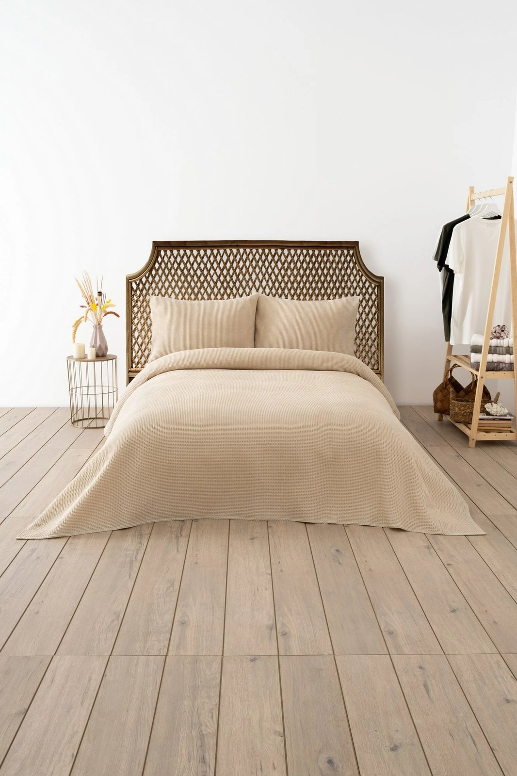 Pled Double Pique, waffle, bezhë