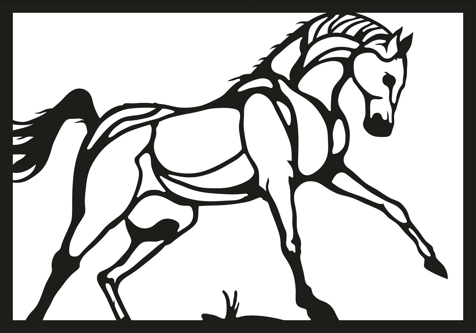 Aksesor dekorativ metalik për mur, kalë, Wallity, ngjyrë e zezë, 49x34cm