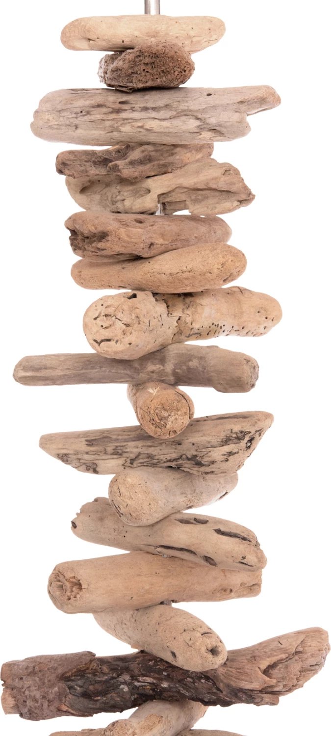 Llambë dyshemeje dekorative ALTAR, dru i natyrës, kapak PVC i bardhë, Φ45x155Hcm