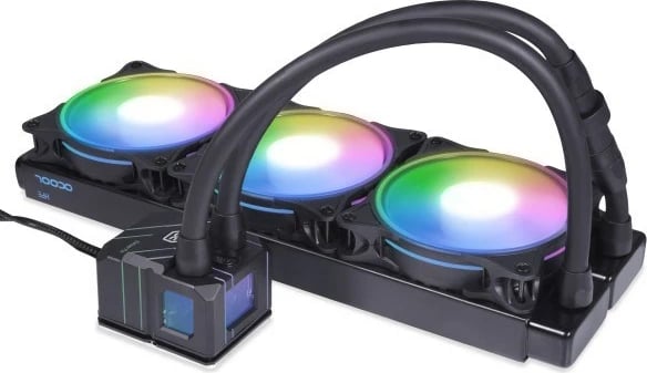 Sistem ftohje me ujë all-in-one për procesor, Alphacool 13074, 3 ventilatorë 12 cm, i zi