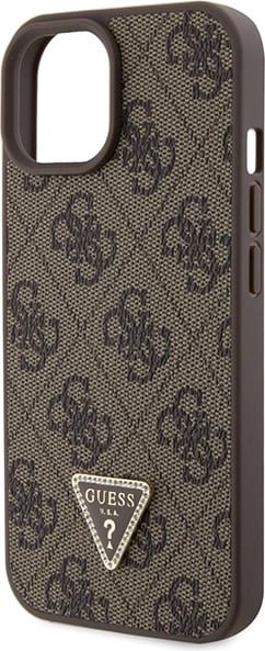 Mbështjellës Guess GUHCP15MP4TDSCPW për iPhone 15 Plus 6.7", Crossbody 4G Metal Logo, Kafe