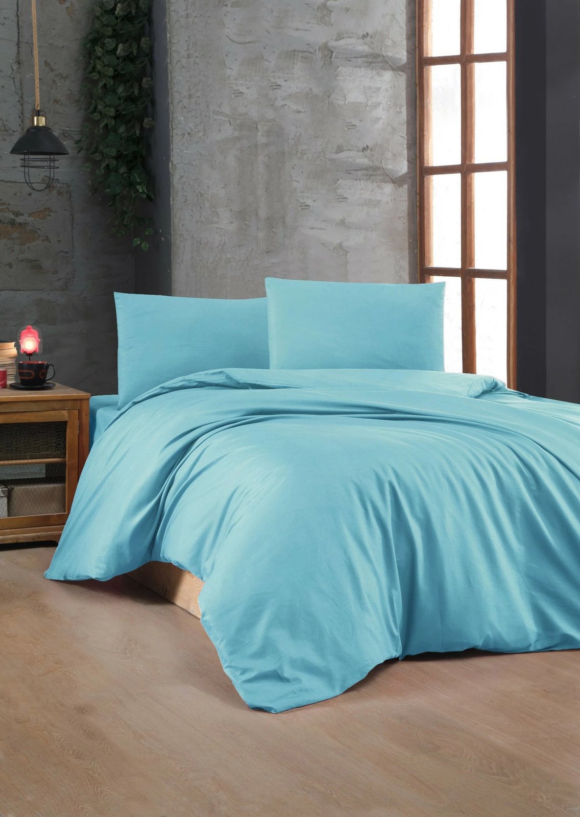 Set mbulesë për jorgan njëpersonësh, ngjyrë turquoise, L'essentiel