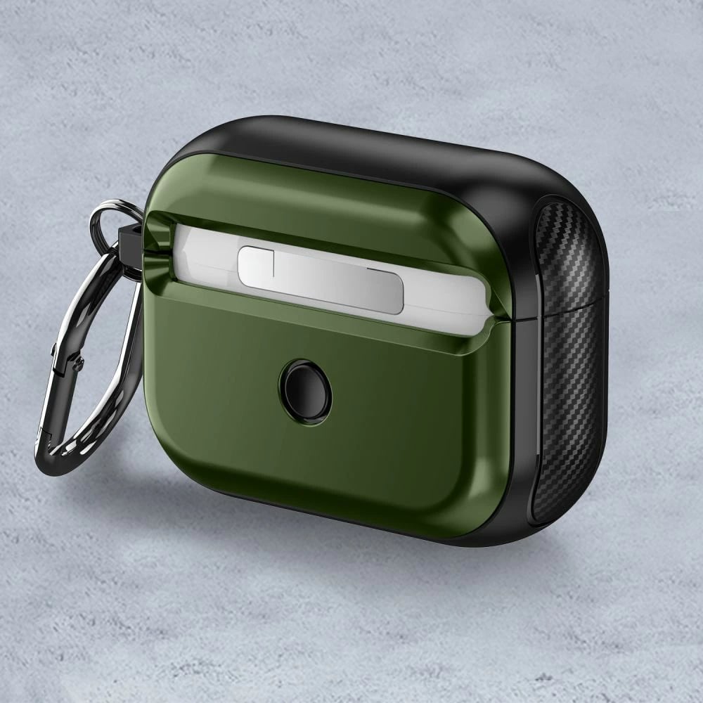 Mbështjellës Tech-Protect Defender me karabiner për AirPods Pro/Pro 2, MagSafe, Gjelbër