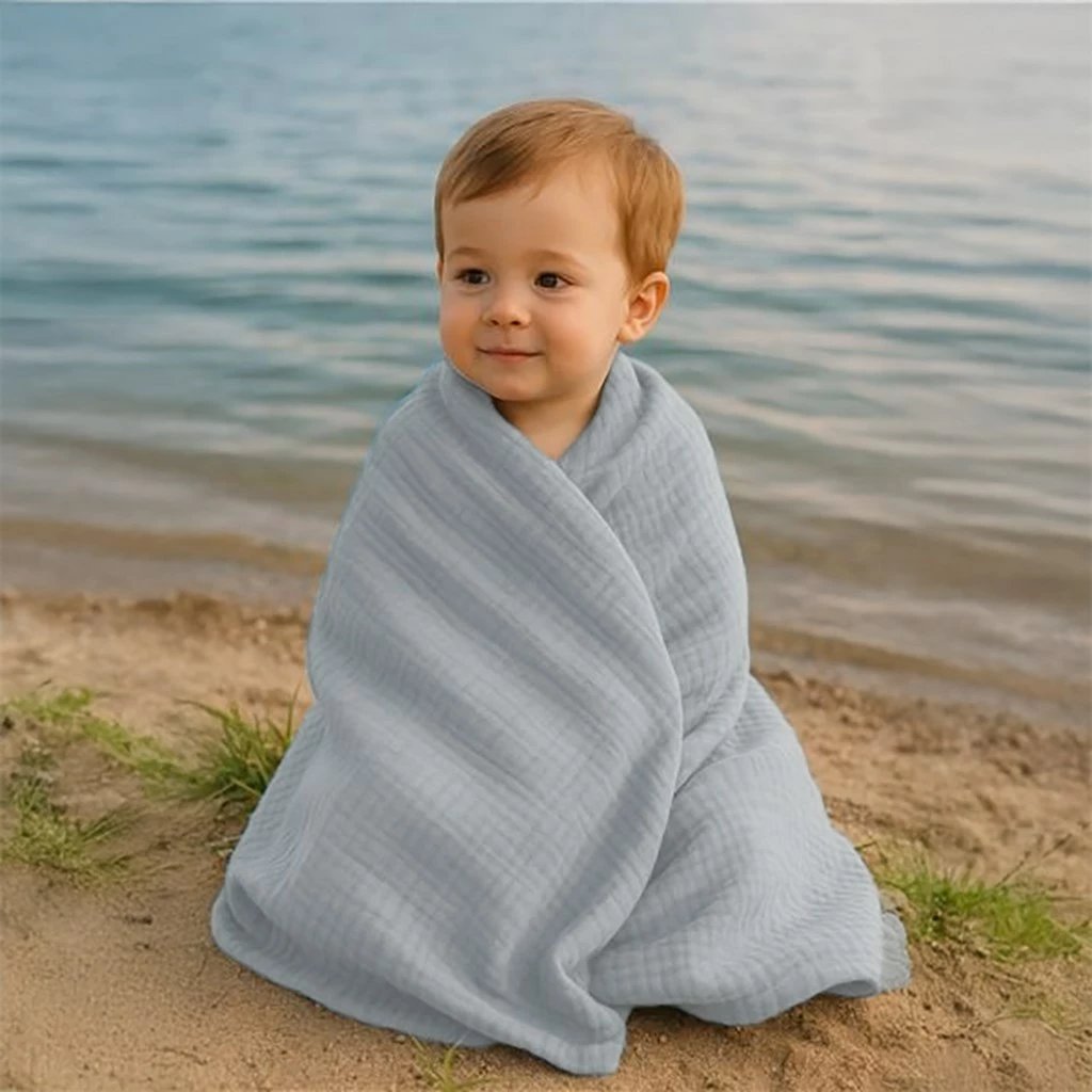 Batanije muslin për bebe, NEW BABY, 70x100 cm, gri