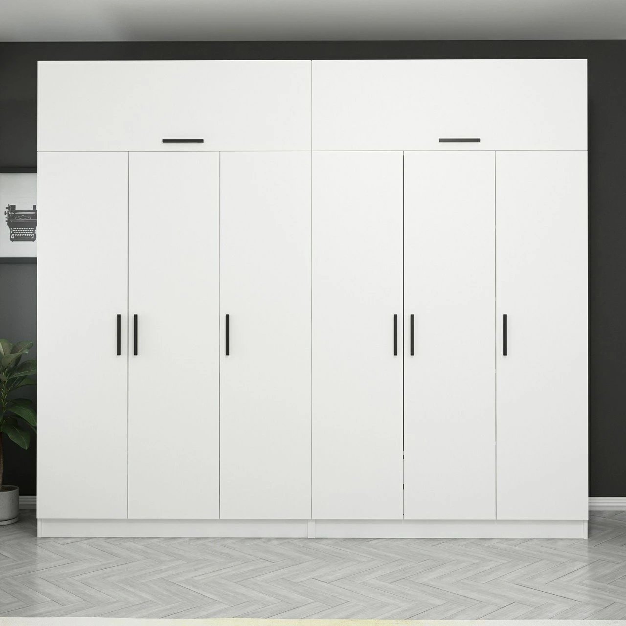 Dollap i madh për rroba, ngjyrë e bardhë, Skye Decor, Kale - 3087