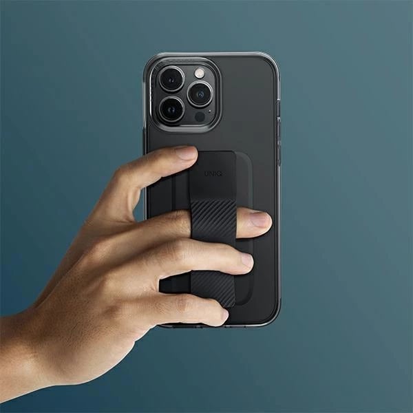 Mbështjellës UNIQ Heldro Mount për iPhone 14, me rrip FlexGrip, i zi