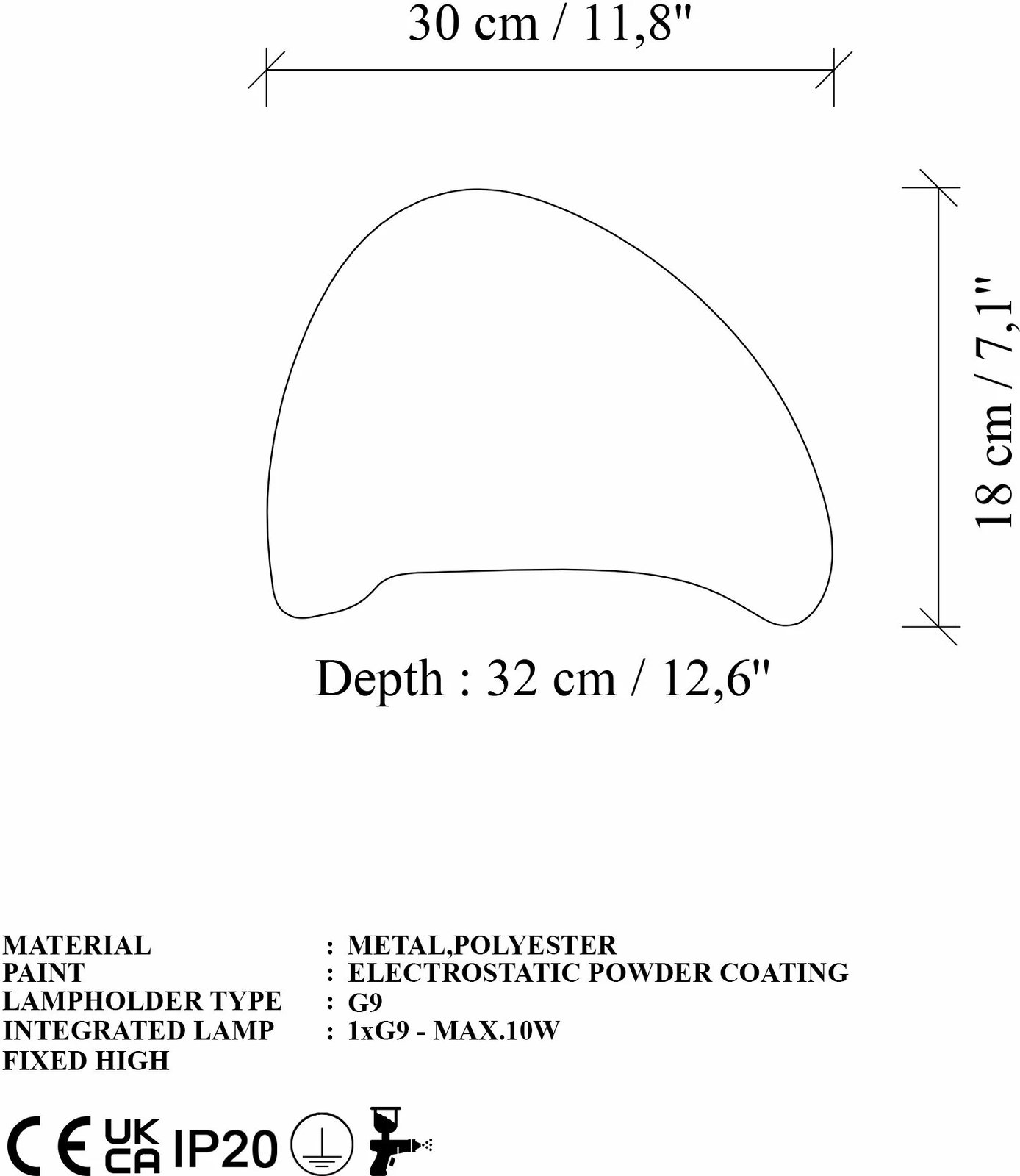 Llambë muri Opviq, LORE-M-LUNA, e bardhë
