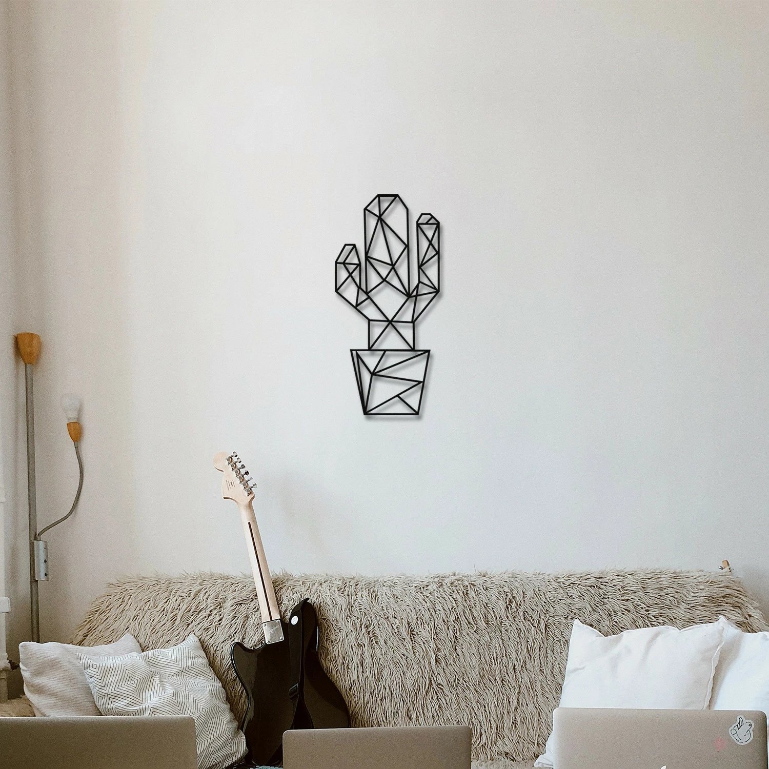 Dekor metalik për mur, kaktus, Wallity, ngjyrë e zezë, 26x55cm